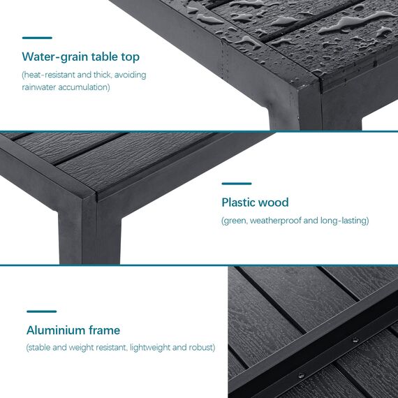 Increkid 3-TLG. Gartenmöbel-Set, Terrassenmöbel, Balkonmöbel - Sitzgarnitur aus Aluminium Teslin Hochlehner, 7-Fach verstellbar - Wetterfest und Klappbar