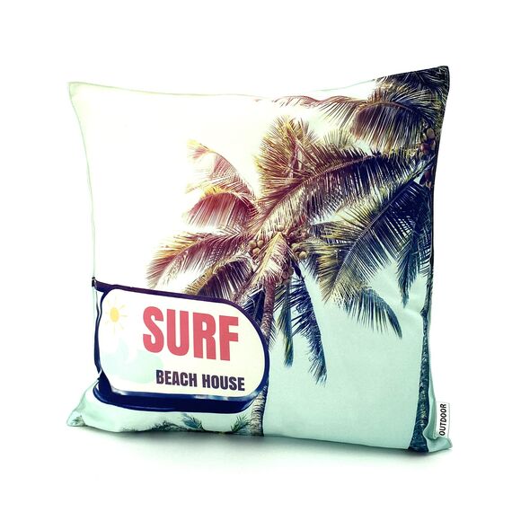 heimtexland ® Outdoorkissen Bedruckt 45x45 Garten Lounge Dekokissen Outdoor Lotus Effekt Typ742 Beach Surf