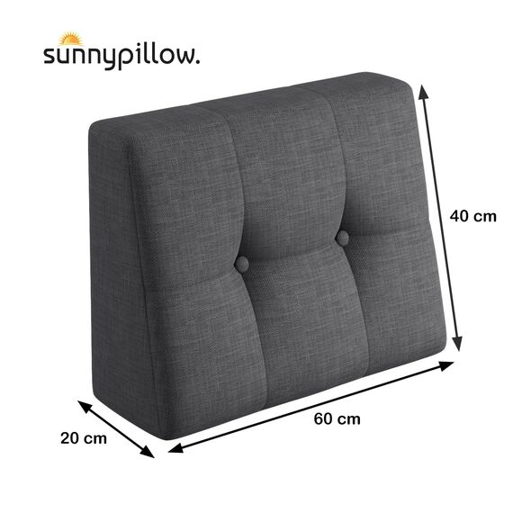 sunnypillow Palettenkissen Outdoor, UV-lichtecht, wasserdicht - Rückenkissen 60x40x20/10cm - Palettenauflage für Palettensofa für Haus und Garten - Palettenpolster für Palettenmöbel - Kissen Anthrazit