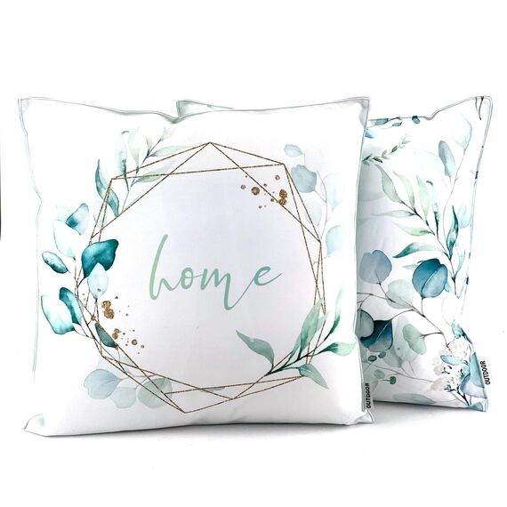 heimtexland ® Outdoorkissen Lotus Effekt 45x45 Garten Dekokissen Wasserabweisend Outdoor Lounge Deko Kissen Typ742 Eukalyptus Home