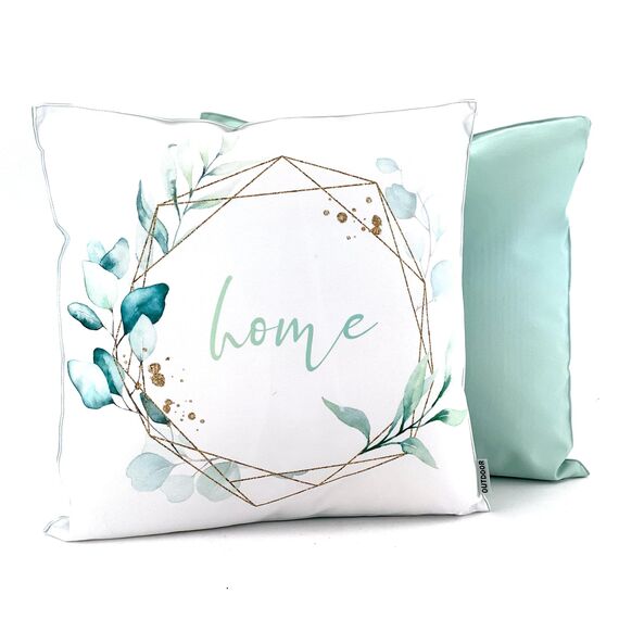 heimtexland ® Outdoorkissen Lotus Effekt 45x45 Garten Dekokissen Wasserabweisend Outdoor Lounge Deko Kissen Typ742 Eukalyptus Home