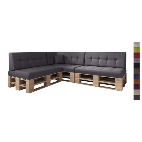 sunnypillow Palettenkissen für Palettenmöbel - 8er Set - Palettenauflage für Palettensofa - Palettenpolster für Garten, Gesteppte Kissen für Europaletten - Rückenkissen & Sitzkissen Anthrazit
