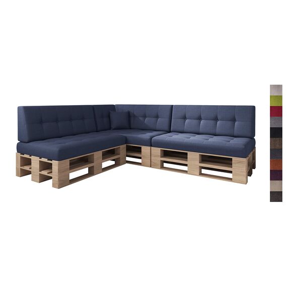 sunnypillow Palettenkissen für Palettenmöbel - 8er Set - Palettenauflage für Palettensofa - Palettenpolster für Garten, Gesteppte Kissen mit Knöpfen für Europaletten - Rückenkissen & Sitzkissen Blau