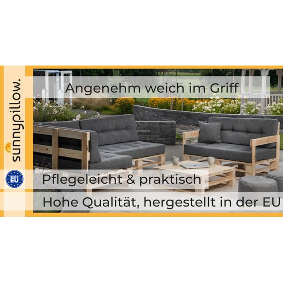 sunnypillow Palettenkissen Outdoor, UV-lichtecht, wasserdicht - 2er Set - Palettenauflage für Palettensofa für Haus und Garten - Palettenpolster für Palettenmöbel - Rückenkissen & Sitzkissen Grün