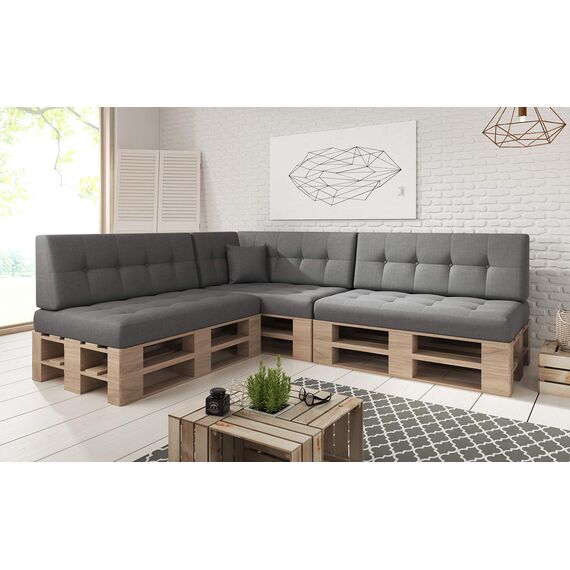 sunnypillow Palettenkissen Outdoor, UV-lichtecht, wasserdicht - 8er Set - Palettenauflage für Palettensofa für Haus und Garten - Palettenpolster für Palettenmöbel - Rückenkissen & Sitzkissen Grau