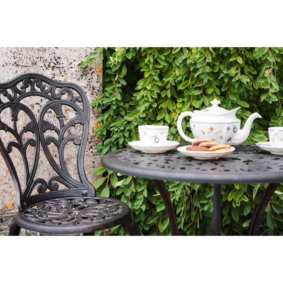 Lazy Susan Bistrotisch Tulipe 60 cm | Rund 2-Sitzer | Aluminiumguss | Wetterfest | 3 Jahre Garantie | Bronzefarben