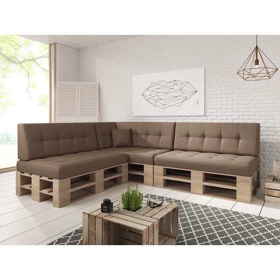 sunnypillow Palettenkissen Outdoor, UV-lichtecht, wasserdicht - Rückenkissen 60x40x20/10cm - Palettenauflage für Palettensofa für Haus und Garten - Palettenpolster für Palettenmöbel - Kissen Braun