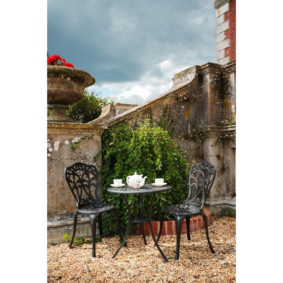 Lazy Susan Bistrotisch Tulipe 60 cm | Rund 2-Sitzer | Aluminiumguss | Wetterfest | 3 Jahre Garantie | Bronzefarben