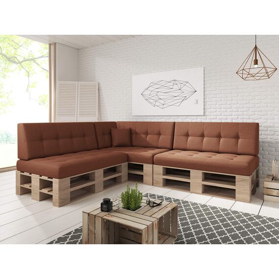 sunnypillow Palettenkissen für Palettenmöbel - 8er Set - Palettenauflage für Palettensofa - Palettenpolster für Garten, Gesteppte Kissen mit Knöpfen für Europaletten - Rückenkissen & Sitzkissen Orange