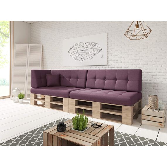 sunnypillow Palettenkissen für Palettenmöbel - 6er Set - Palettenauflage für Palettensofa - Palettenpolster für Garten, Gesteppte Kissen für Europaletten - Rückenkissen & Sitzkissen Violett