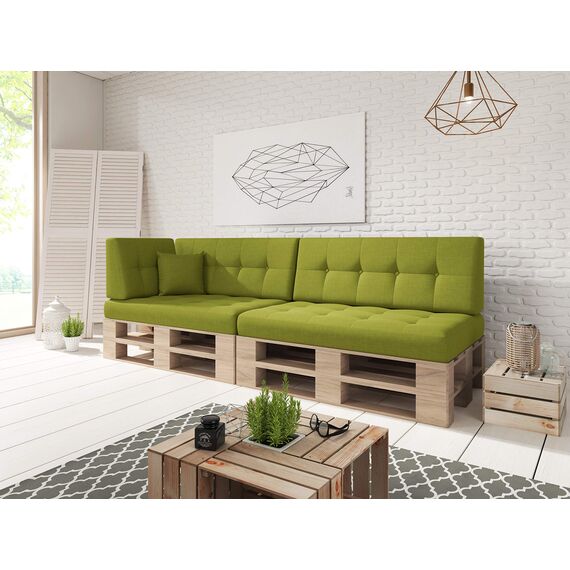 sunnypillow Palettenkissen für Palettenmöbel - 6er Set - Palettenauflage für Palettensofa - Palettenpolster für Garten, Gesteppte Kissen mit Knöpfen für Europaletten - Rückenkissen & Sitzkissen Grün