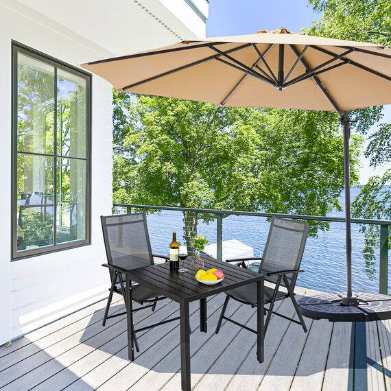 Increkid 3-TLG. Gartenmöbel-Set, Terrassenmöbel, Balkonmöbel - Sitzgarnitur aus Aluminium Teslin Hochlehner, 7-Fach verstellbar - Wetterfest und Klappbar