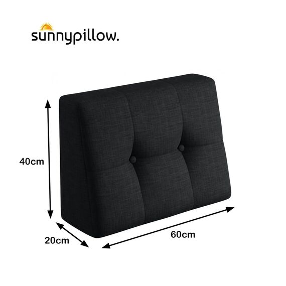 sunnypillow Palettenkissen Outdoor, UV-lichtecht, wasserdicht - Rückenkissen 60x40x20/10cm - Palettenauflage für Palettensofa für Haus und Garten - Palettenpolster für Palettenmöbel - Kissen Schwarz