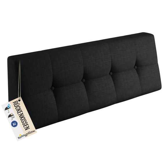 sunnypillow Palettenkissen Outdoor, UV-lichtecht, wasserdicht - Rückenkissen 120x40x20/10cm - Palettenauflage für Palettensofa für Haus und Garten - Palettenpolster für Palettenmöbel - Kissen Schwarz