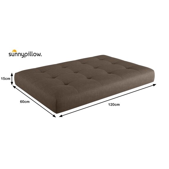 sunnypillow Palettenkissen Outdoor, UV-lichtecht, wasserdicht - Sitzkissen 120x60x15 cm - Palettenauflage für Palettensofa für Haus und Garten - Palettenpolster für Palettenmöbel - Kissen Braun