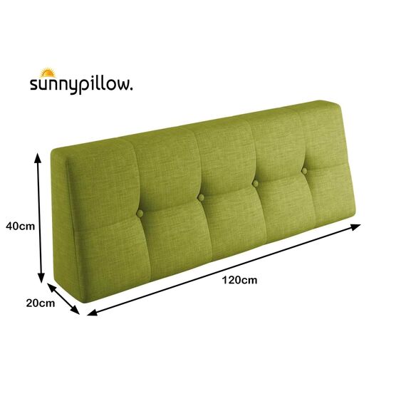 sunnypillow Palettenkissen Outdoor, UV-lichtecht, wasserdicht - Rückenkissen 120x40x20/10cm - Palettenauflage für Palettensofa für Haus und Garten - Palettenpolster für Palettenmöbel - Kissen Grün