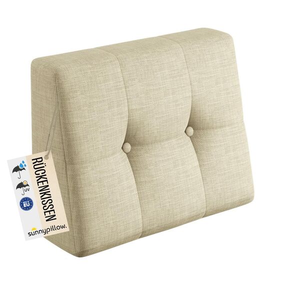 sunnypillow Palettenkissen Outdoor, UV-lichtecht, wasserdicht - Rückenkissen 60x40x20/10cm - Palettenauflage für Palettensofa für Haus, Garten - Palettenpolster für Palettenmöbel - Kissen Cremefarben
