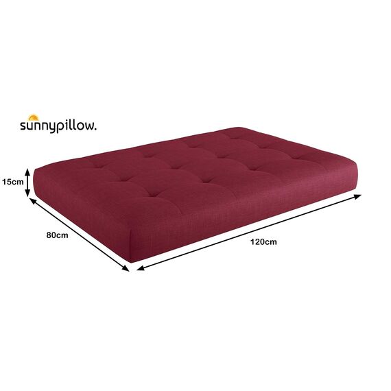 sunnypillow Palettenkissen Outdoor, UV-lichtecht, wasserdicht - Sitzkissen 120x80x15 cm - Palettenauflage für Palettensofa für Haus und Garten - Palettenpolster für Palettenmöbel - Kissen Rot