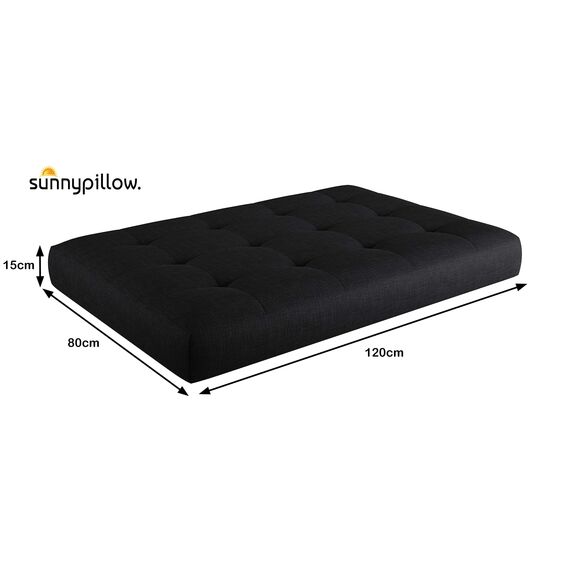 sunnypillow Palettenkissen Outdoor, UV-lichtecht, wasserdicht - Sitzkissen 120x80x15 cm - Palettenauflage für Palettensofa für Haus und Garten - Palettenpolster für Palettenmöbel - Kissen Schwarz