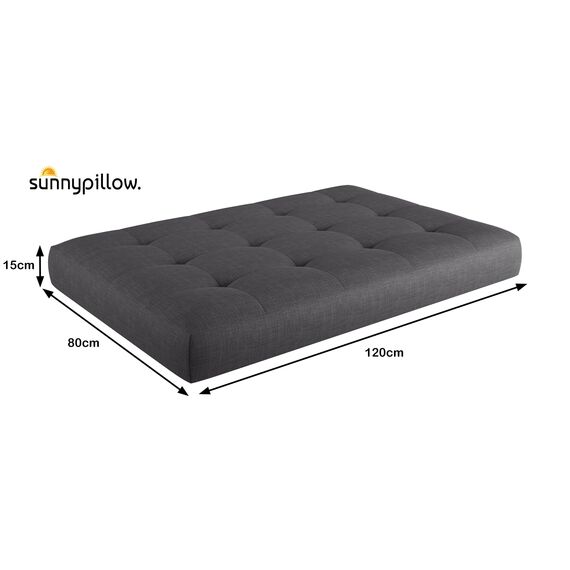 sunnypillow Palettenkissen Outdoor, UV-lichtecht, wasserdicht - Sitzkissen 120x80x15 cm - Palettenauflage für Palettensofa für Haus und Garten - Palettenpolster für Palettenmöbel - Kissen Anthrazit