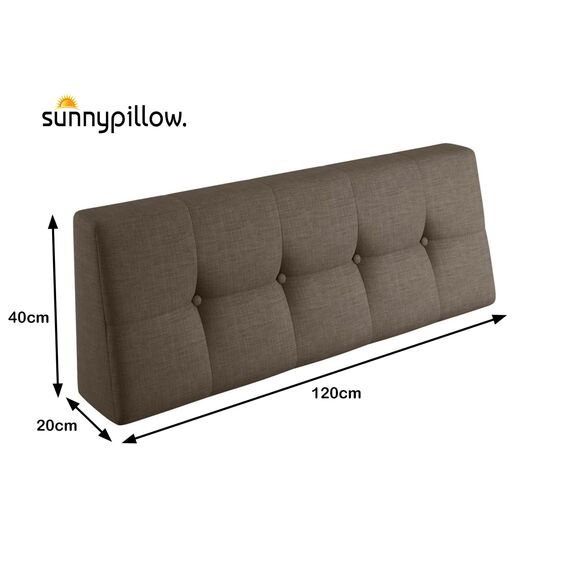 sunnypillow Palettenkissen Outdoor, UV-lichtecht, wasserdicht - Rückenkissen 120x40x20/10cm - Palettenauflage für Palettensofa für Haus und Garten - Palettenpolster für Palettenmöbel - Kissen Braun