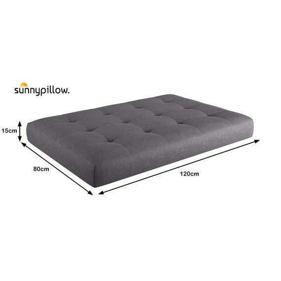 sunnypillow Palettenkissen Outdoor, UV-lichtecht, wasserdicht - Sitzkissen 120x80x15 cm - Palettenauflage für Palettensofa für Haus und Garten - Palettenpolster für Palettenmöbel - Kissen Grau