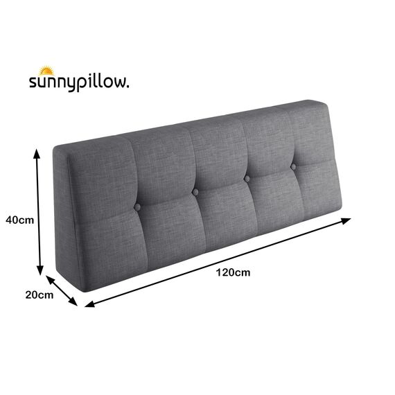 sunnypillow Palettenkissen Outdoor, UV-lichtecht, wasserdicht - Rückenkissen 120x40x20/10cm - Palettenauflage für Palettensofa für Haus und Garten - Palettenpolster für Palettenmöbel - Kissen Grau