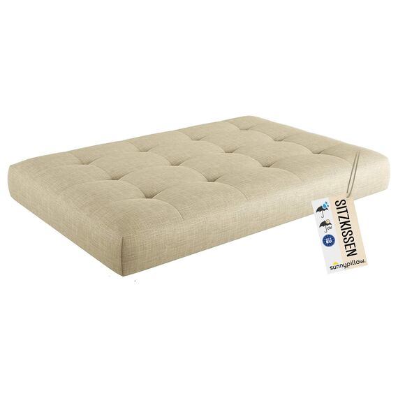 sunnypillow Palettenkissen Outdoor, UV-lichtecht, wasserdicht - Sitzkissen 120x60x15 cm - Palettenauflage für Palettensofa für Haus und Garten - Palettenpolster für Palettenmöbel - Kissen Cremefarben