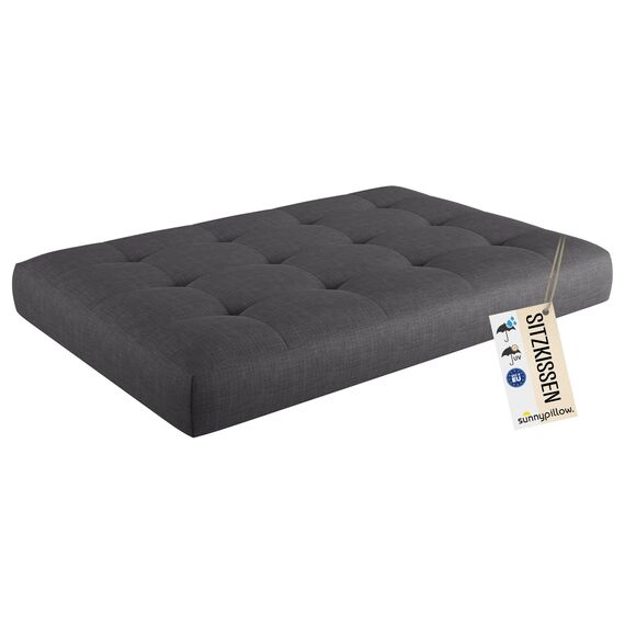 sunnypillow Palettenkissen Outdoor, UV-lichtecht, wasserdicht - Sitzkissen 120x80x15 cm - Palettenauflage für Palettensofa für Haus und Garten - Palettenpolster für Palettenmöbel - Kissen Anthrazit