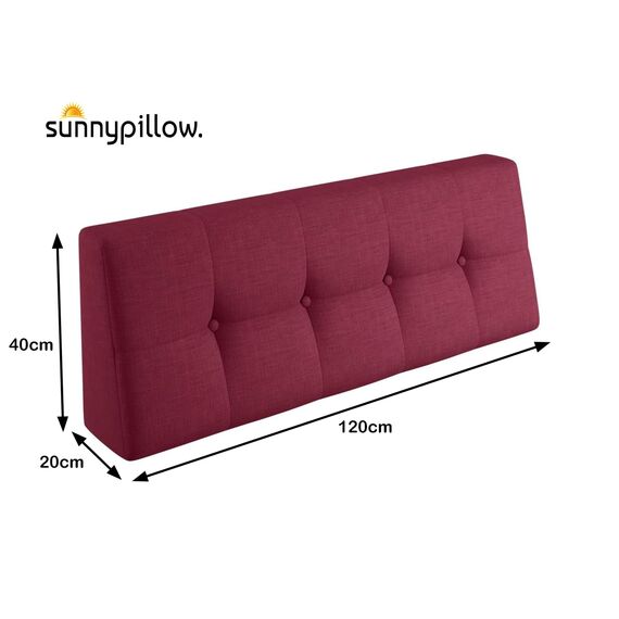 sunnypillow Palettenkissen Outdoor, UV-lichtecht, wasserdicht - Rückenkissen 120x40x20/10cm - Palettenauflage für Palettensofa für Haus und Garten - Palettenpolster für Palettenmöbel - Kissen Rot