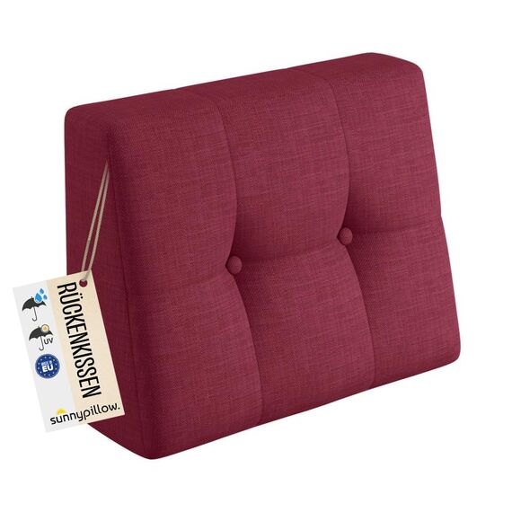sunnypillow Palettenkissen Outdoor, UV-lichtecht, wasserdicht - Rückenkissen 60x40x20/10cm - Palettenauflage für Palettensofa für Haus und Garten - Palettenpolster für Palettenmöbel - Kissen Rot