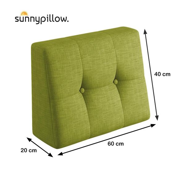 sunnypillow Palettenkissen Outdoor, UV-lichtecht, wasserdicht - Rückenkissen 60x40x20/10cm - Palettenauflage für Palettensofa für Haus und Garten - Palettenpolster für Palettenmöbel - Kissen Grün