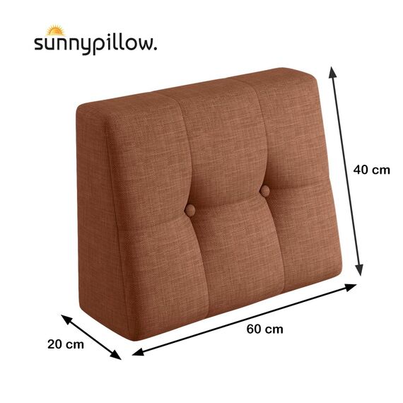 sunnypillow Palettenkissen für Gartenmöbel - Rückenkissen 60x40x20/10cm - Rückenpolster für Bett und Sofa - Palettenpolster für Palettenmöbel - Gesteppte Kissen mit Knöpfen - Rückenlehne Orange
