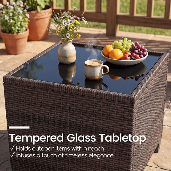 GIANTEX Rattan Gartenmöbel Set, Balkonmöbel Kleiner Balkon, Lounge Gartenmöbel Set, Balkon Möbel für 2 Personen, Gartenlounge Set 2 Sessel & Tisch, 3 tlg. Gartensitzgruppe inkl. Sitz- und Rückenkissen