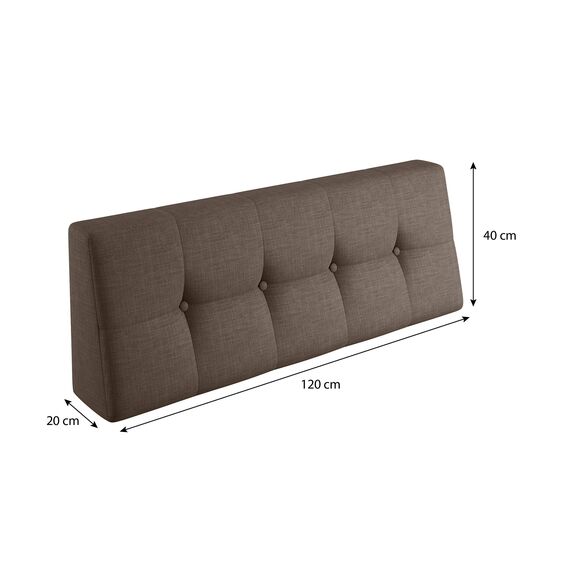 sunnypillow Palettenkissen für Gartenmöbel - Rückenkissen 120x40x20/10cm - Rückenpolster für Bett und Sofa - Palettenpolster für Palettenmöbel - Gesteppte Kissen mit Knöpfen - Rückenlehne Braun