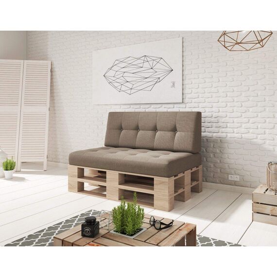 sunnypillow Palettenkissen für Gartenmöbel - Sitzkissen 120x60x15 cm - Palettenauflage für Palettensofa - Palettenpolster, Sitzpolster für Palettenmöbel - Gesteppte Kissen mit Knöpfen - Braun