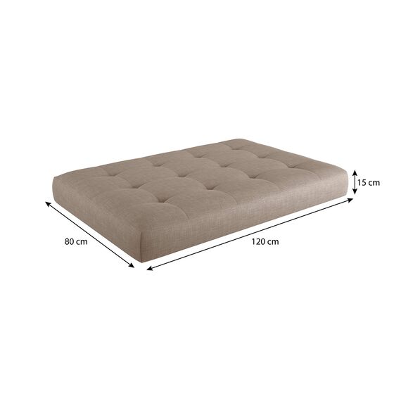 sunnypillow Palettenkissen für Gartenmöbel - Sitzkissen 120x80x15 cm - Palettenauflage für Palettensofa - Palettenpolster, Sitzpolster für Palettenmöbel - Gesteppte Kissen mit Knöpfen - Beige