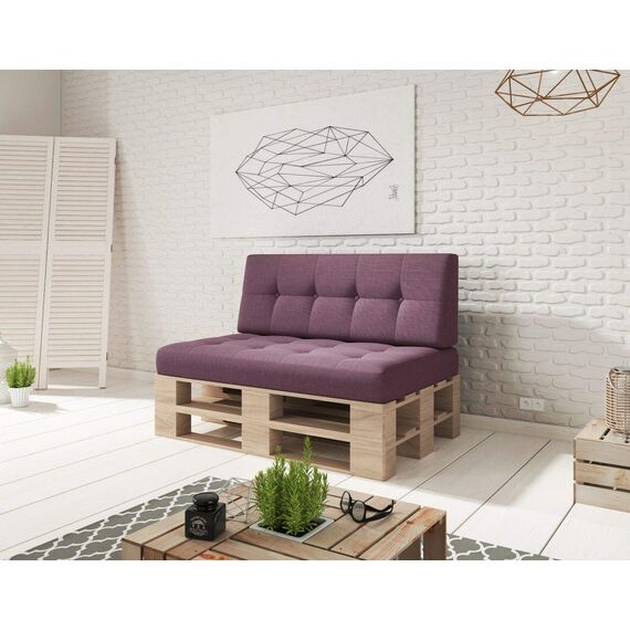 sunnypillow Palettenkissen für Gartenmöbel - Sitzkissen 120x60x15 cm - Palettenauflage für Palettensofa - Palettenpolster, Sitzpolster für Palettenmöbel - Gesteppte Kissen mit Knöpfen - Violett
