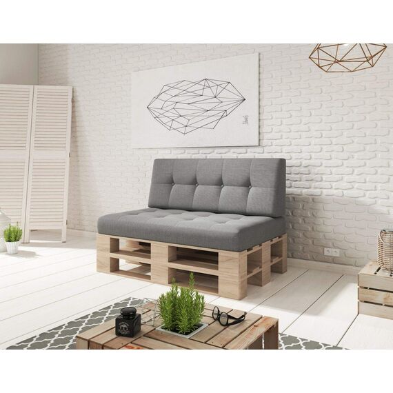 sunnypillow Palettenkissen für Gartenmöbel - Sitzkissen 120x60x15 cm - Palettenauflage für Palettensofa - Palettenpolster, Sitzpolster für Palettenmöbel - Gesteppte Kissen mit Knöpfen - Grau