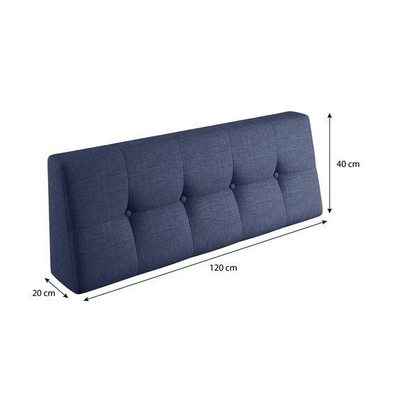 sunnypillow Palettenkissen für Gartenmöbel - Rückenkissen 120x40x20/10cm - Rückenpolster für Bett und Sofa - Palettenpolster für Palettenmöbel - Gesteppte Kissen mit Knöpfen - Rückenlehne Blau