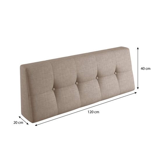 sunnypillow Palettenkissen für Gartenmöbel - Rückenkissen 120x40x20/10cm - Rückenpolster für Bett und Sofa - Palettenpolster für Palettenmöbel - Gesteppte Kissen mit Knöpfen - Rückenlehne Beige