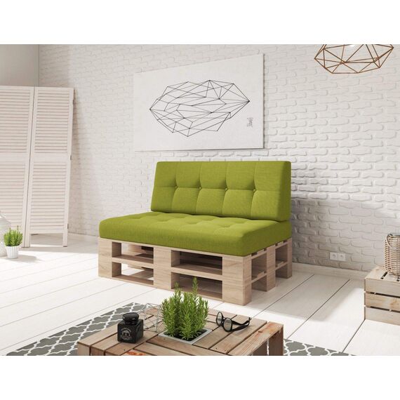sunnypillow Palettenkissen für Gartenmöbel - Sitzkissen 120x60x15 cm - Palettenauflage für Palettensofa - Palettenpolster, Sitzpolster für Palettenmöbel - Gesteppte Kissen mit Knöpfen - Grün