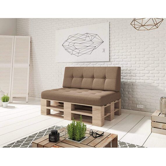 sunnypillow Palettenkissen für Gartenmöbel - Sitzkissen 120x80x15 cm - Palettenauflage für Palettensofa - Palettenpolster, Sitzpolster für Palettenmöbel - Gesteppte Kissen mit Knöpfen - Beige