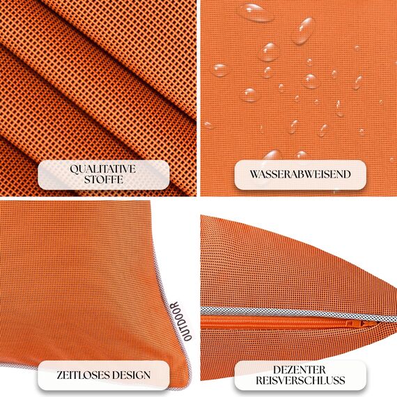 Brandsseller 2er Set Outdoor Kissen 45x45 cm – Wetterfeste Zierkissen mit Paspel – Wasserabweisende Gartenkissen & Dekokissen für draußen – Sofakissen für Balkon & Terrasse – Orange