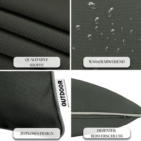 Brandsseller Outdoor Kissen 45x45 cm – Wetterfeste Zierkissen mit Paspel – Wasserabweisende Gartenkissen & Dekokissen für draußen – Sofakissen für Balkon & Terrasse – Anthrazit