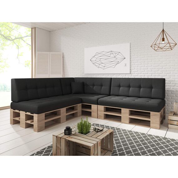 sunnypillow Palettenkissen Outdoor, UV-lichtecht, wasserdicht - Rückenkissen 120x40x20/10cm - Palettenauflage für Palettensofa für Haus und Garten - Palettenpolster für Palettenmöbel - Kissen Schwarz