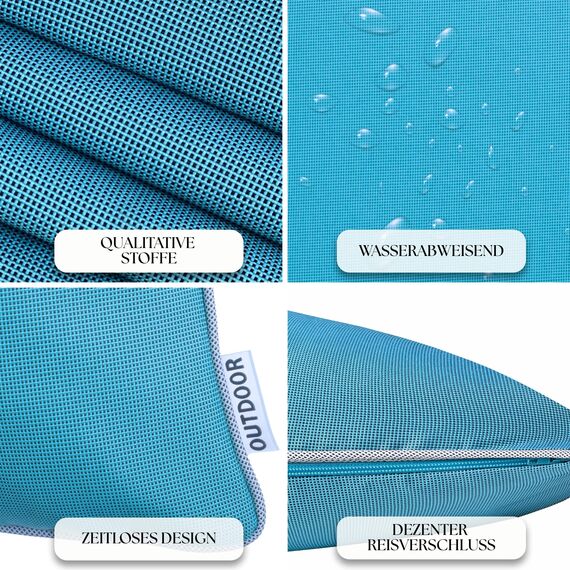 Brandsseller 2er Set Outdoor Kissen 45x45 cm – Wetterfeste Zierkissen mit Paspel – Wasserabweisende Gartenkissen & Dekokissen für draußen – Sofakissen für Balkon & Terrasse – Aqua