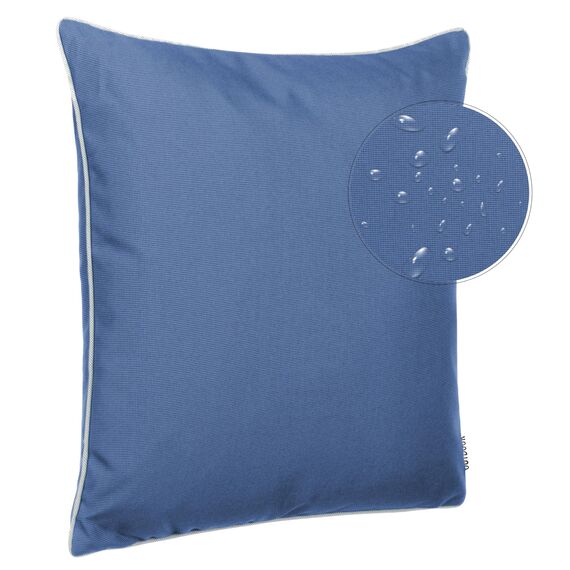 Brandsseller Outdoor Garten Kissen Dekokissen mit Paspel - Garngefärbt Uni Schmutz- und Wasserabweisend mit Reißverschluss - Größe: ca. 45 x 45 cm 2er-Set Blau