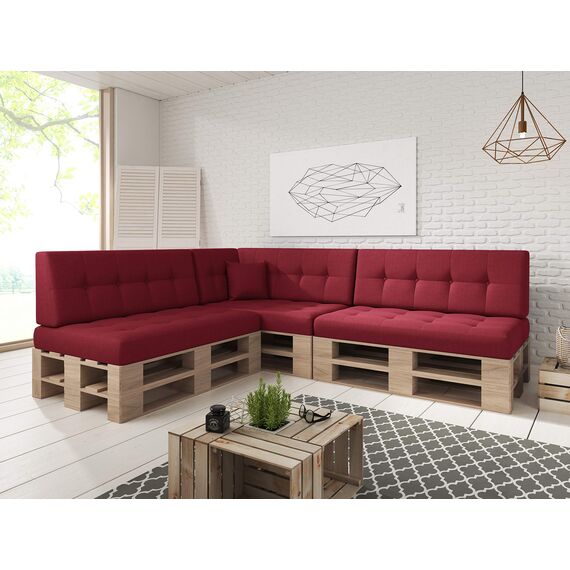 sunnypillow Palettenkissen Outdoor, UV-lichtecht, wasserdicht - Sitzkissen 120x80x15 cm - Palettenauflage für Palettensofa für Haus und Garten - Palettenpolster für Palettenmöbel - Kissen Rot