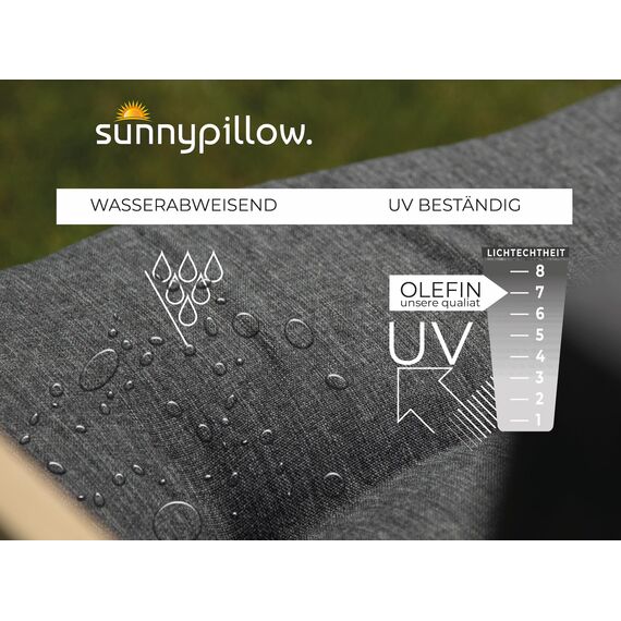 sunnypillow Palettenkissen Outdoor, UV-lichtecht, wasserdicht - Sitzkissen 120x80x15 cm - Palettenauflage für Palettensofa für Haus und Garten - Palettenpolster für Palettenmöbel - Kissen Grau